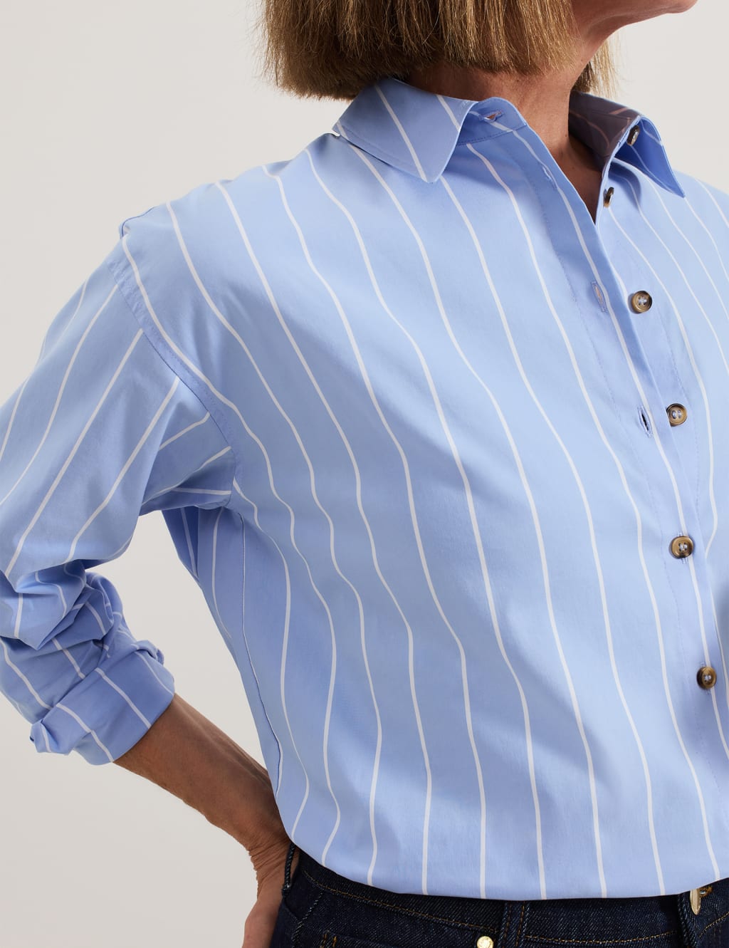 Cotton Blend Striped Collared Shirt 5 of 6