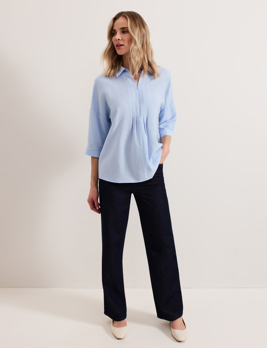 Collared Zip Pleat Detail Shirt 3 of 6