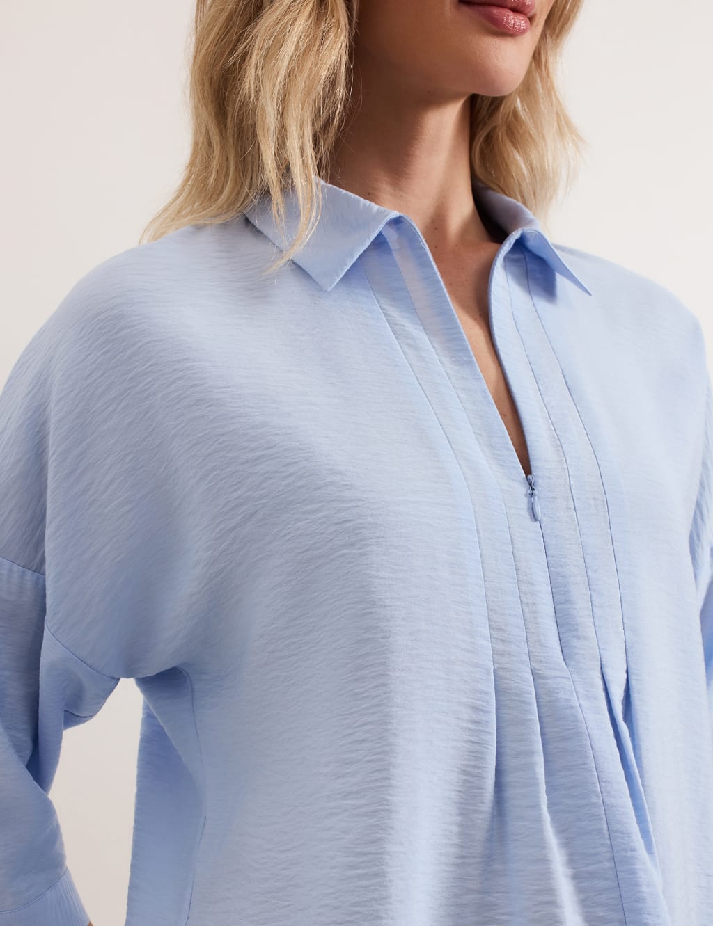 Collared Zip Pleat Detail Shirt 5 of 6