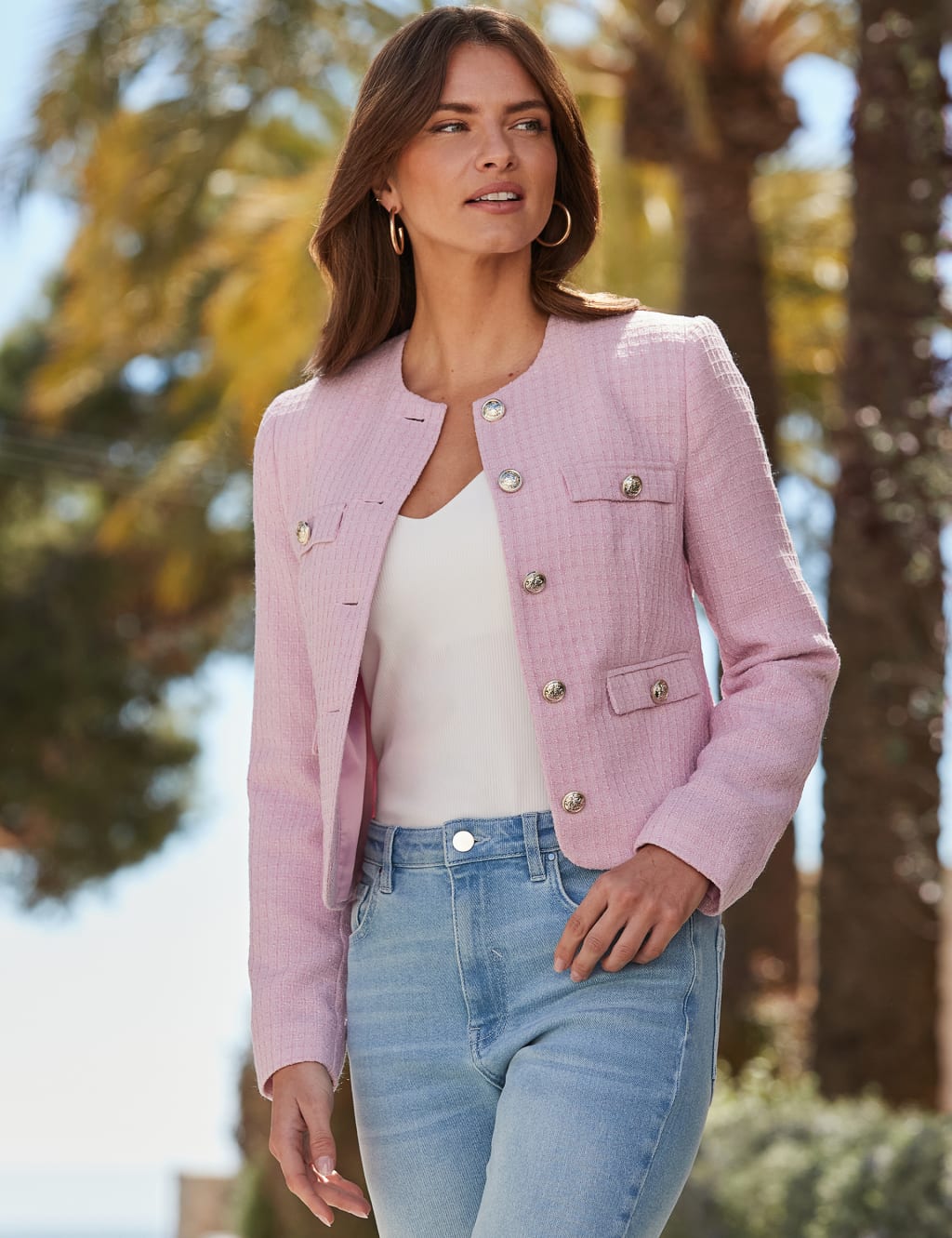 Boucle Collarless Short Jacket 5 of 6