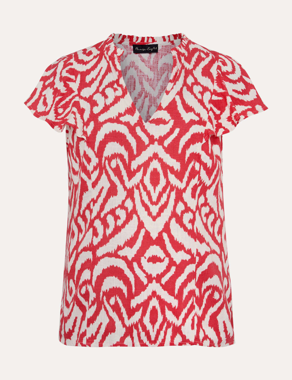 Printed V-Neck Top with Linen 2 of 6