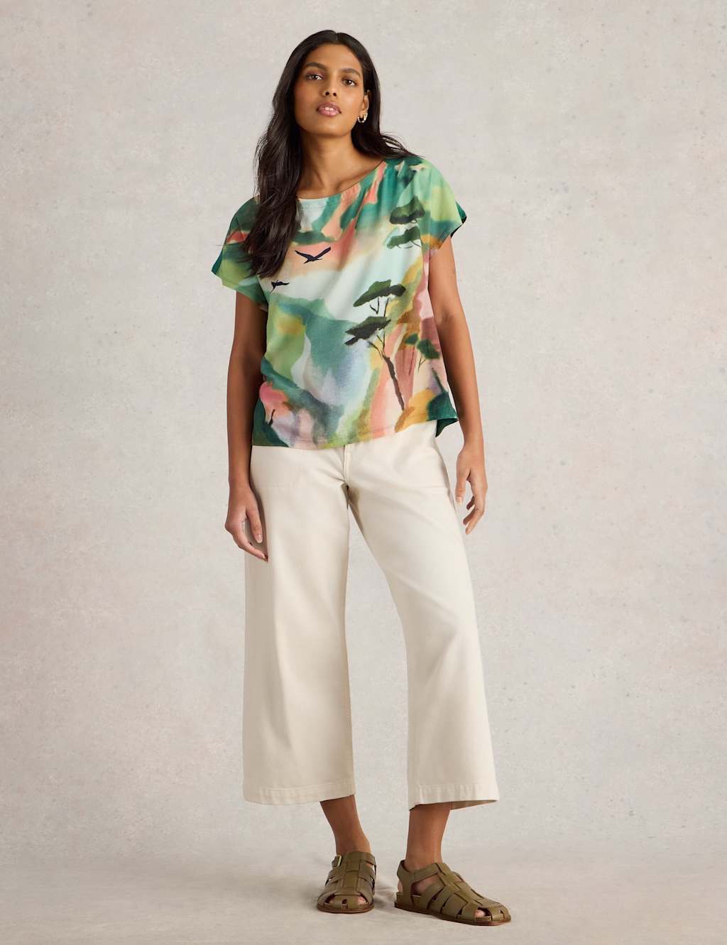 Cotton Modal Blend Bird Print T-Shirt 3 of 6