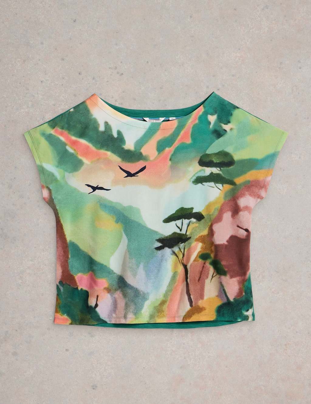 Cotton Modal Blend Bird Print T-Shirt 2 of 6