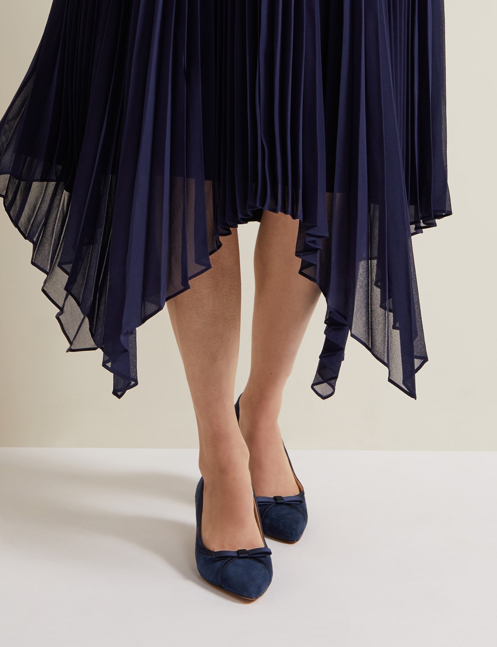 Suede Bow Kitten Heel Pointed Court Shoes 3 of 9