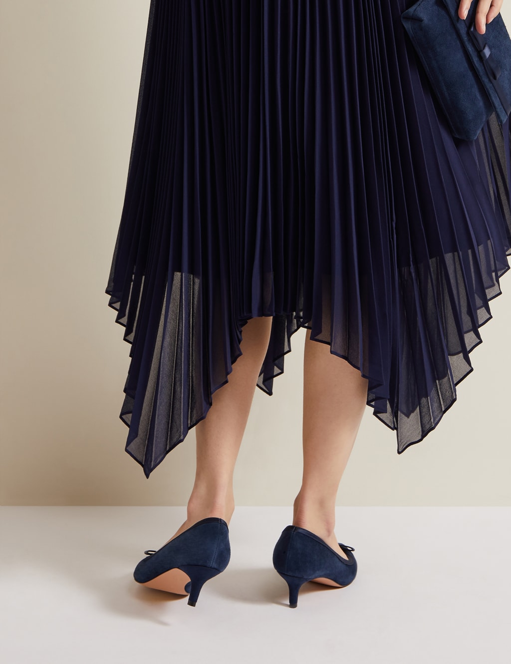 Suede Bow Kitten Heel Pointed Court Shoes 5 of 9