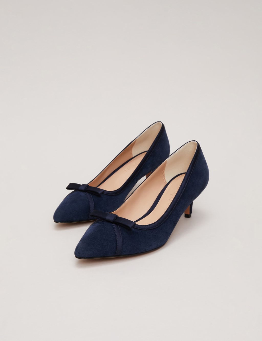 Suede Bow Kitten Heel Pointed Court Shoes 6 of 9