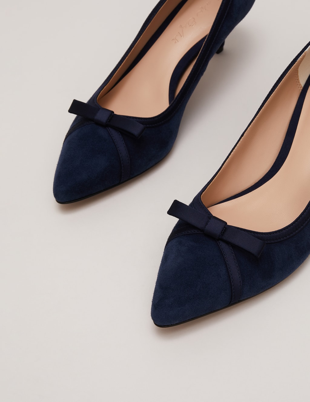 Suede Bow Kitten Heel Pointed Court Shoes 8 of 9