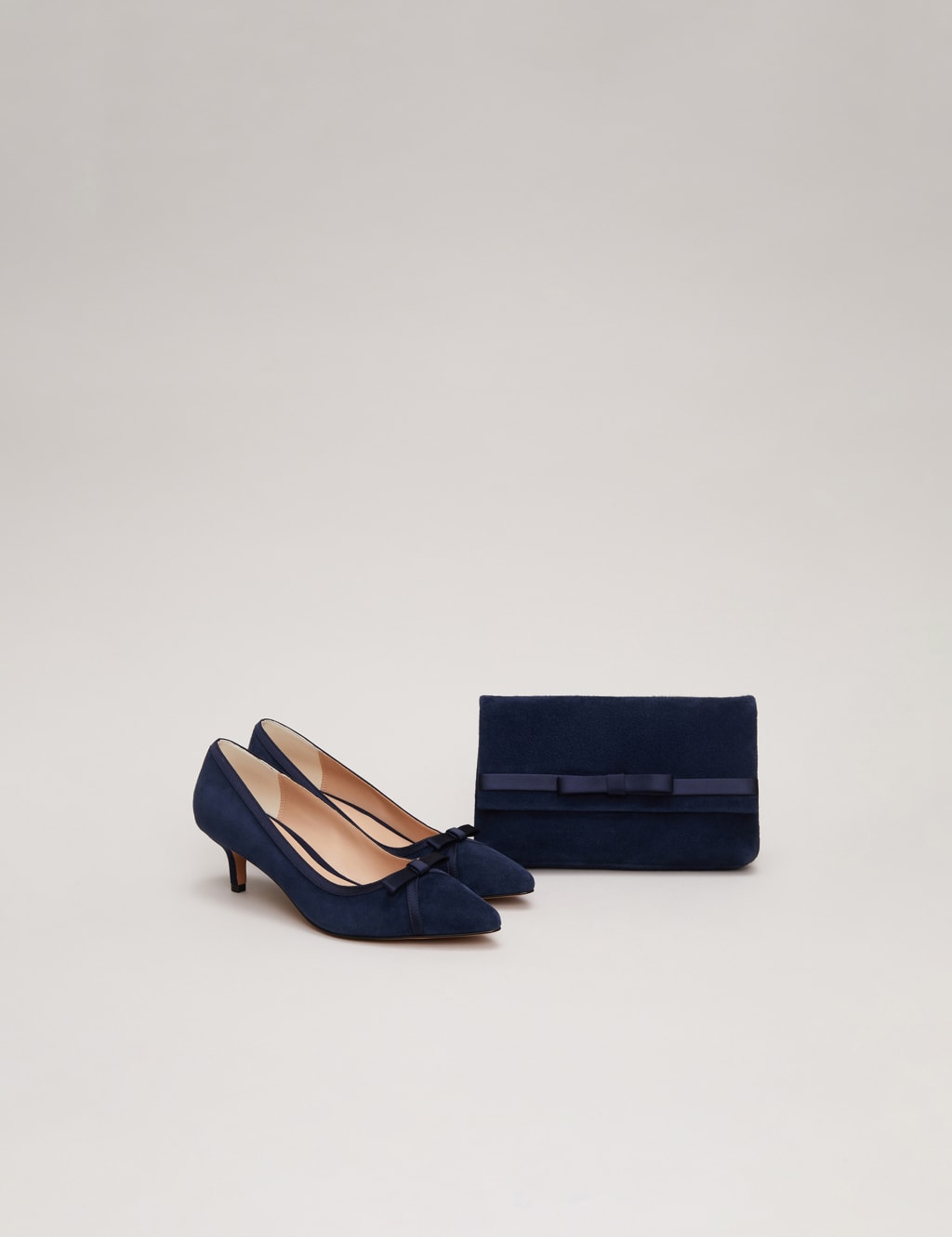 Suede Bow Kitten Heel Pointed Court Shoes 9 of 9