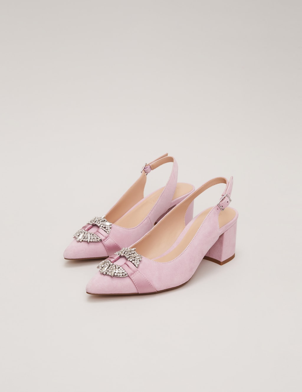 Suede Embellished Block Heel Court Shoes 6 of 9
