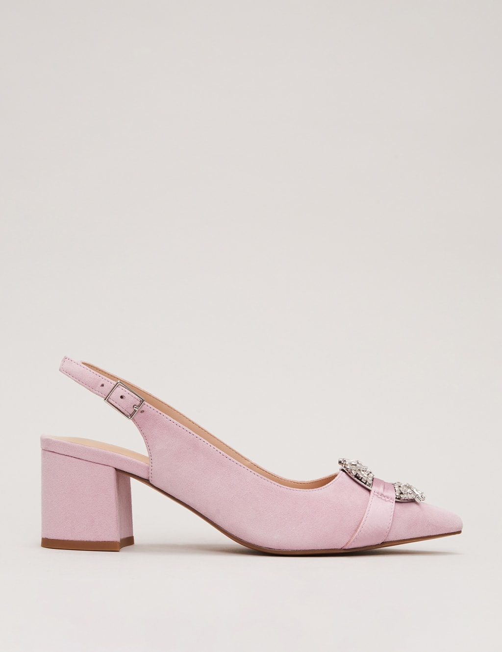 Suede Embellished Block Heel Court Shoes 2 of 9