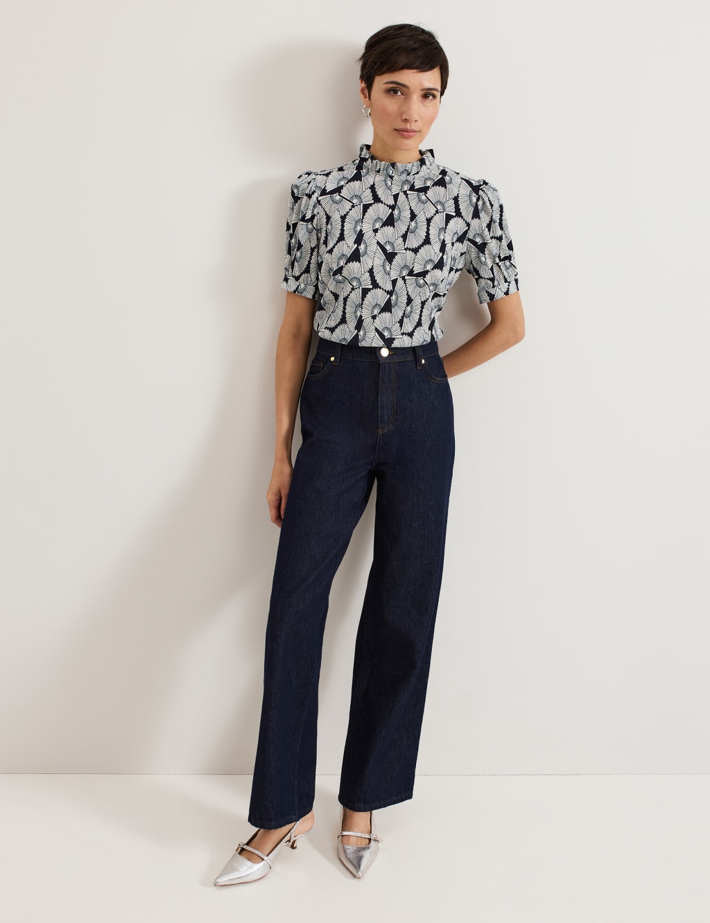 Printed Funnel Neck Top 3 of 8