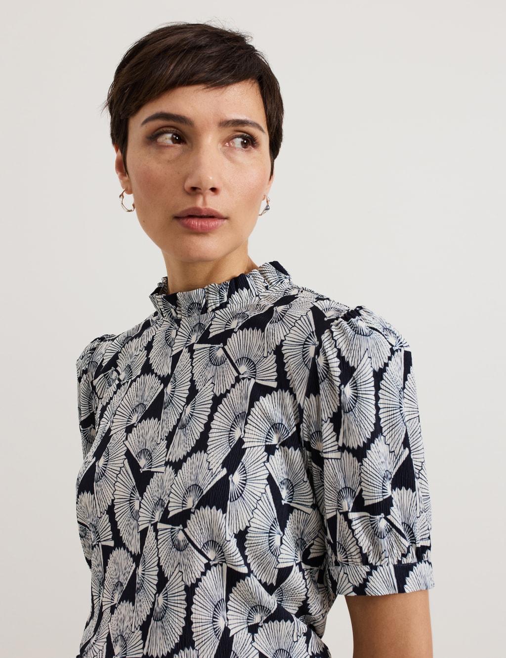 Printed Funnel Neck Top 5 of 8