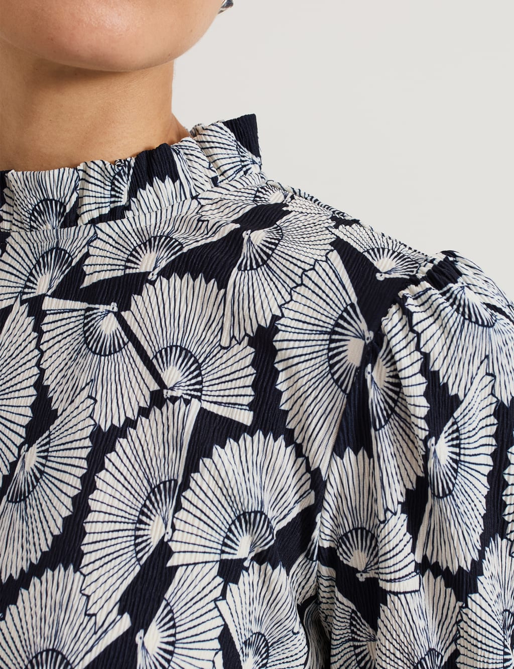 Printed Funnel Neck Top 6 of 8