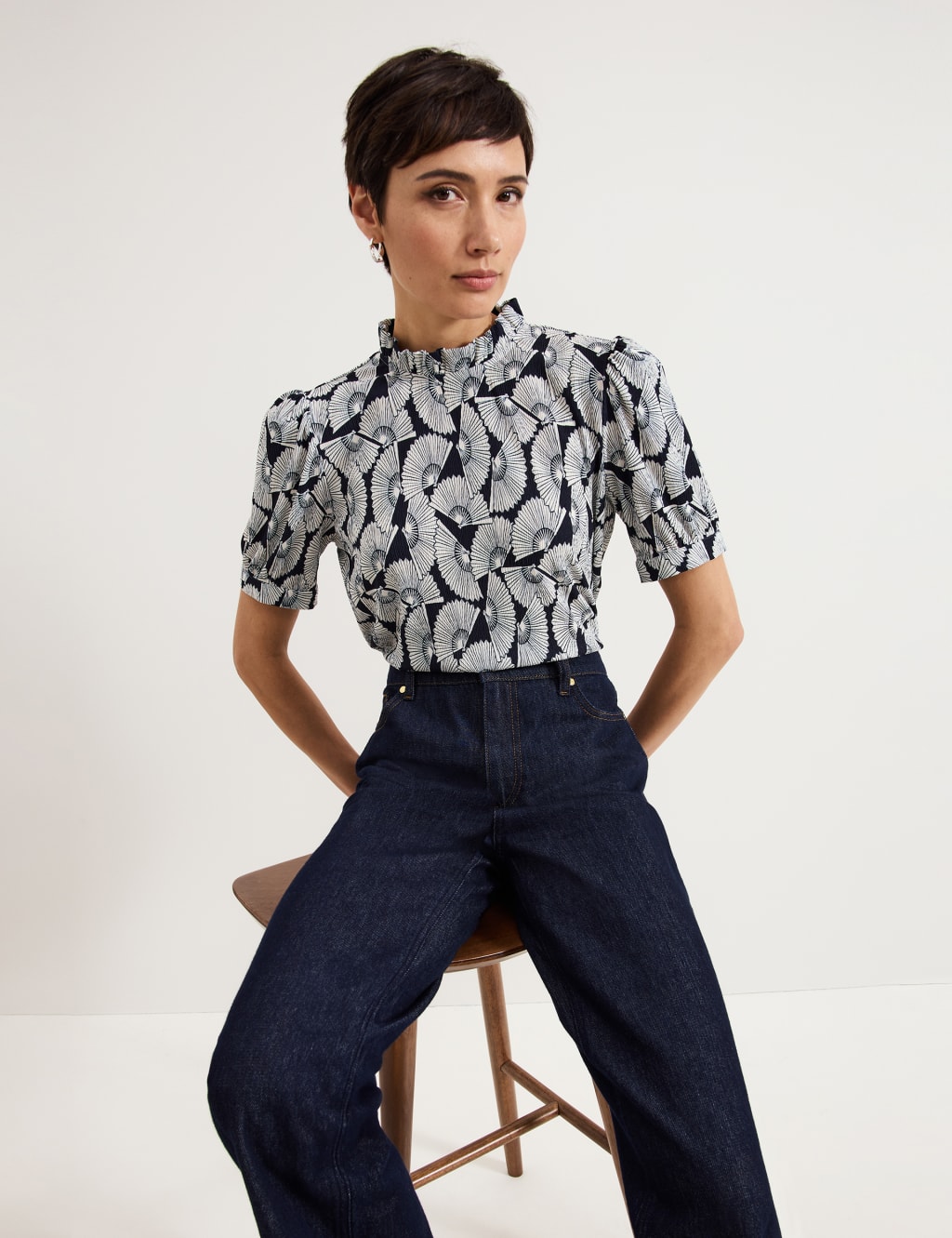 Printed Funnel Neck Top 7 of 8