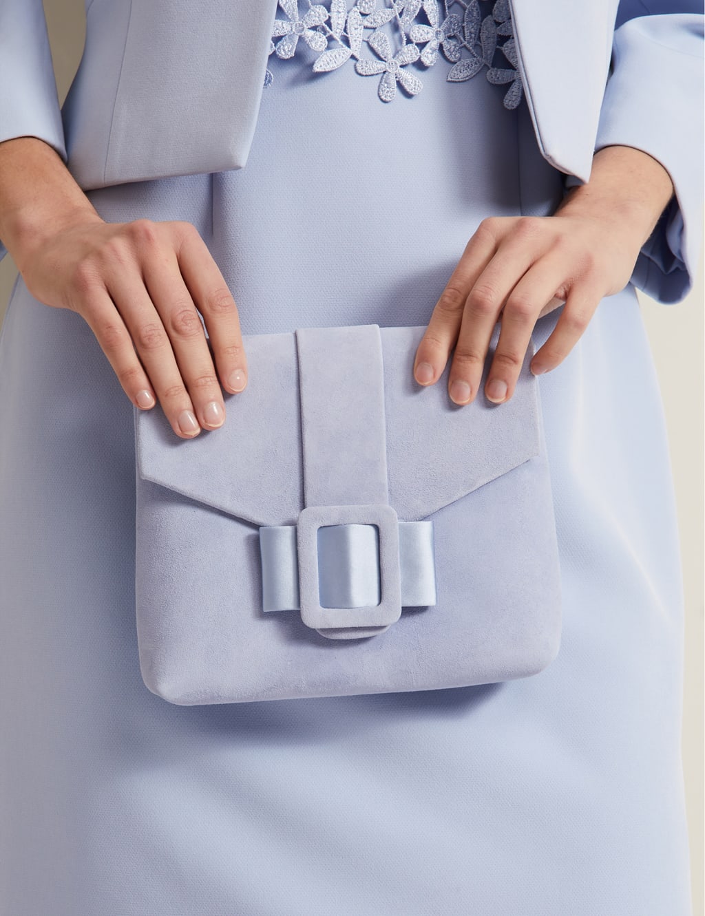 Suede Buckle Detail Clutch Bag 3 of 7