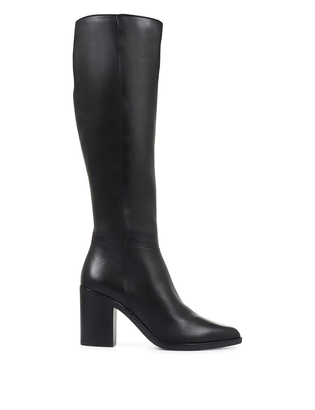 Extra Slim Calf Leather Block Heel Knee High Boots