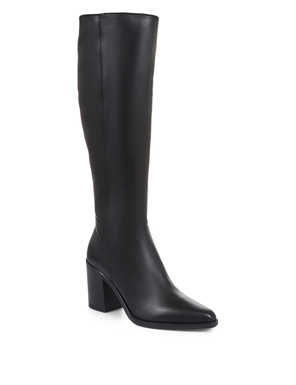 Black leather knee high boots narrow calf cheap