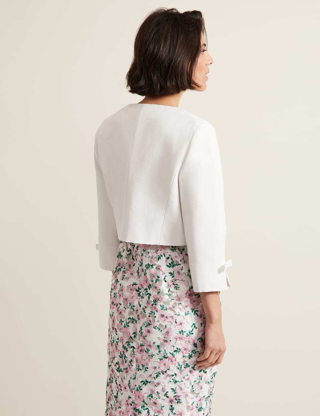 Cotton Rich Collarless Bow Short Jacket 4 of 6