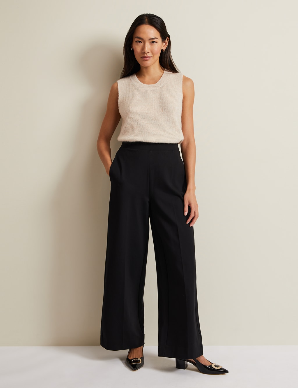 Ponte wide leg trousers shop