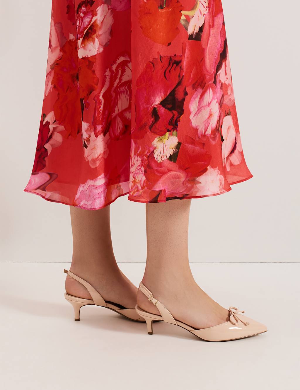 Patent Leather Bow Kitten Heel Sandals 3 of 8