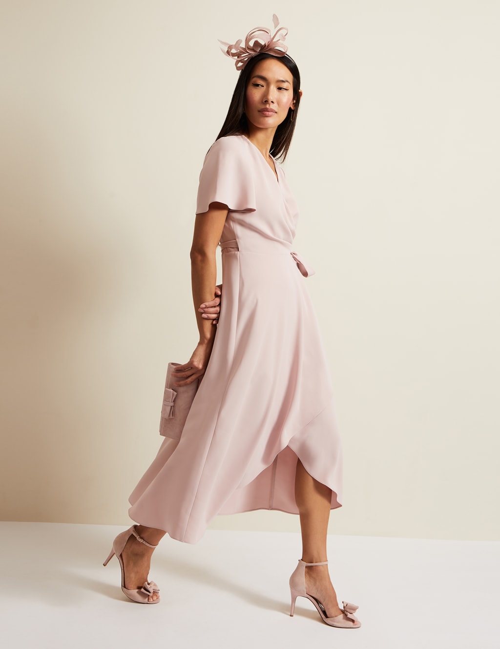 Midi ruffle wrap dress store