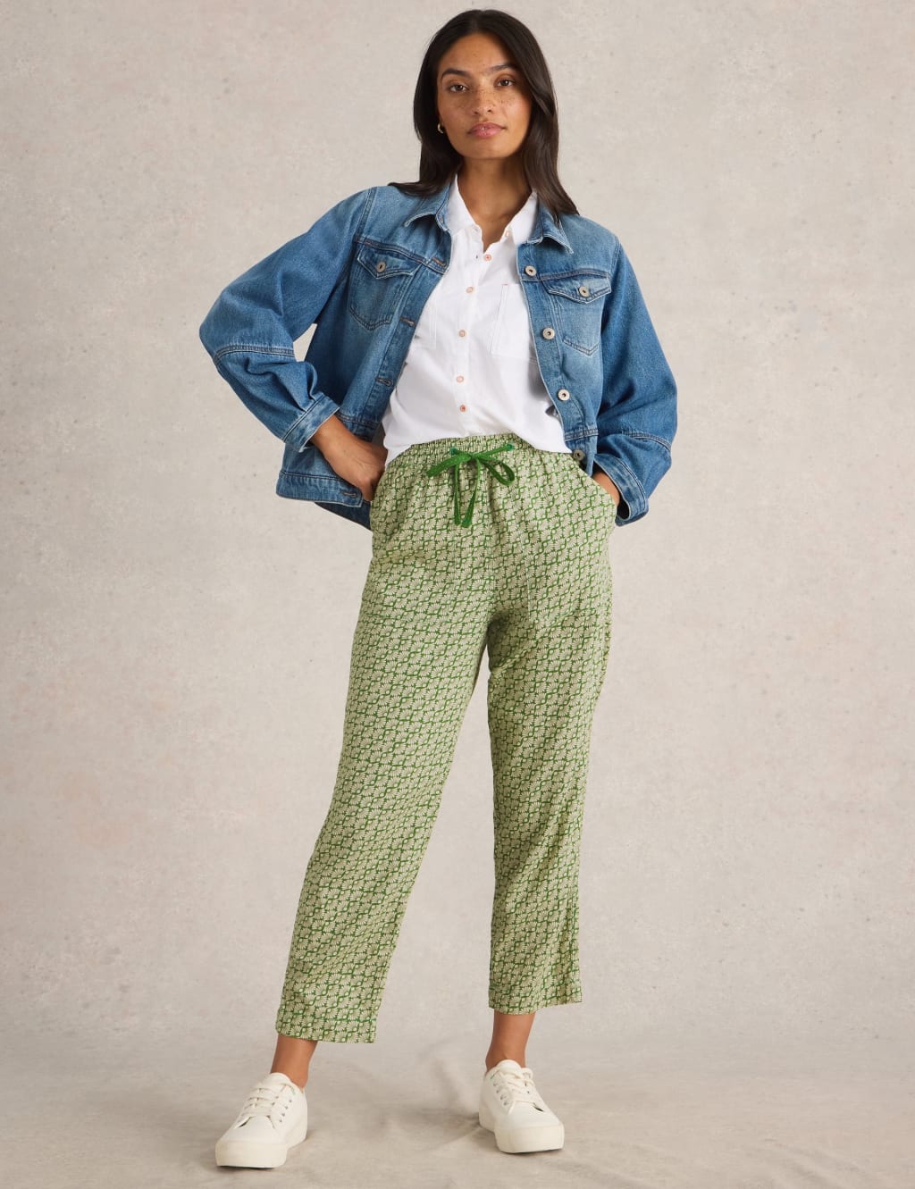 Linen Blend Drawstring Ankle Grazer Trousers 3 of 6