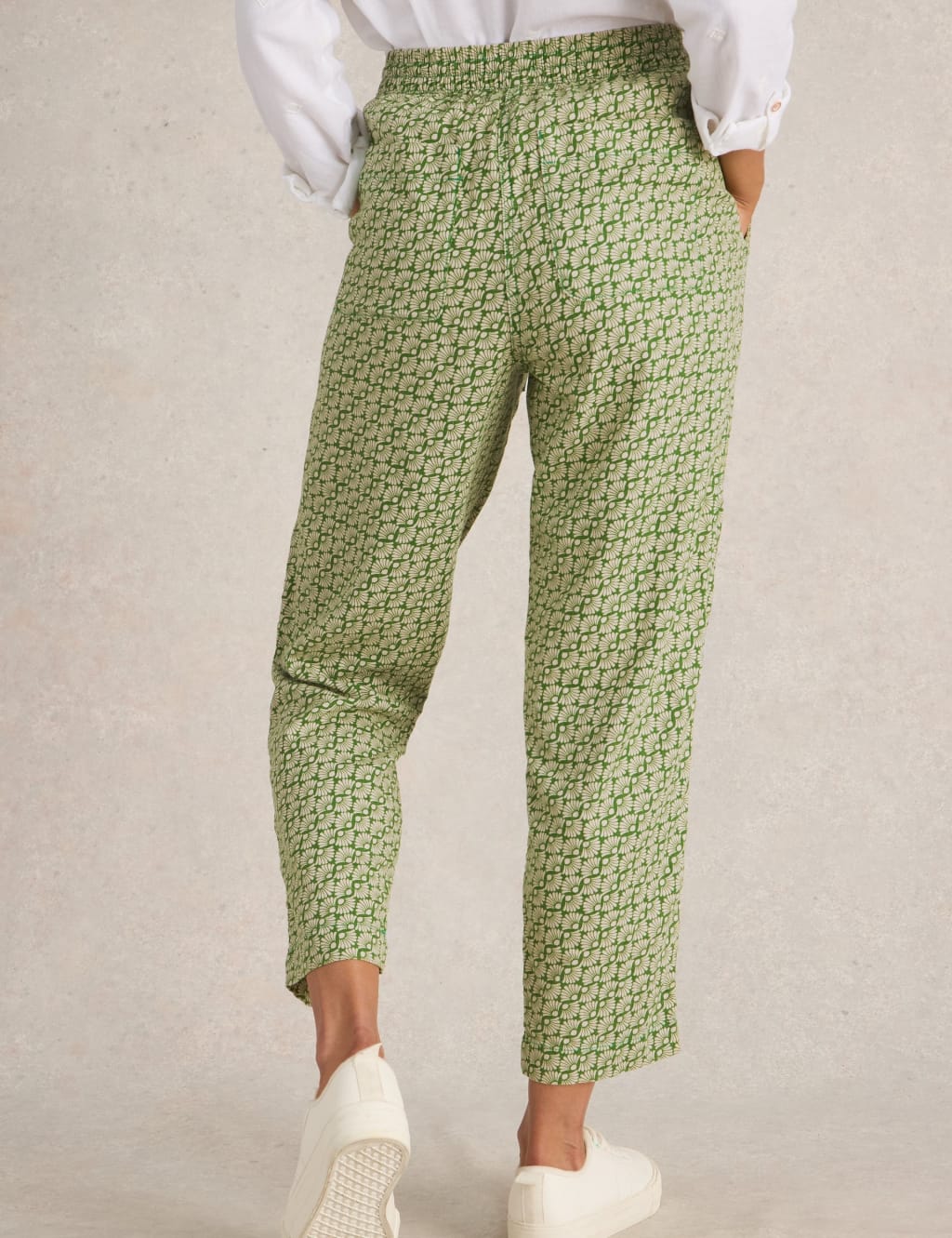 Linen Blend Drawstring Ankle Grazer Trousers 4 of 6