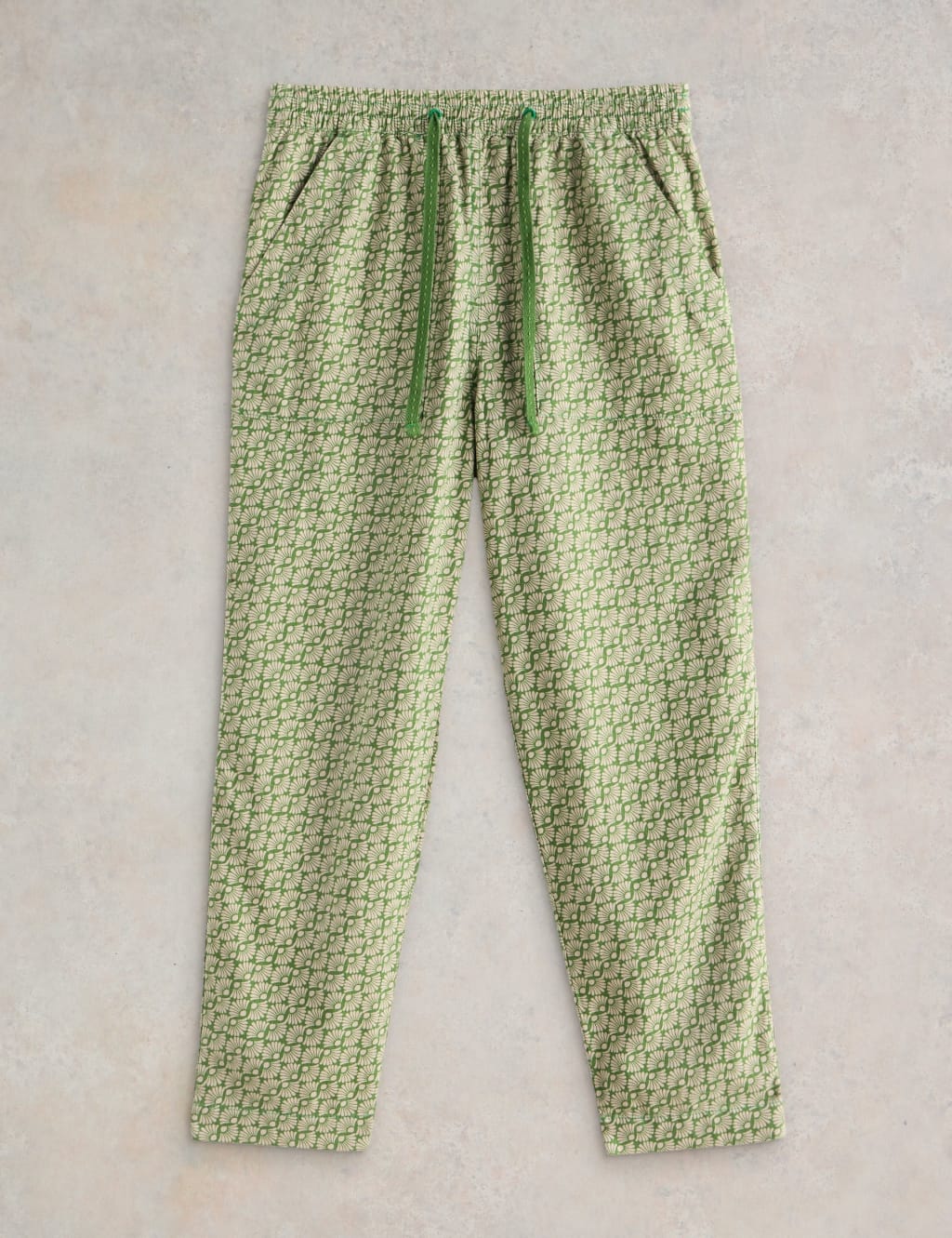Linen Blend Drawstring Ankle Grazer Trousers 2 of 6