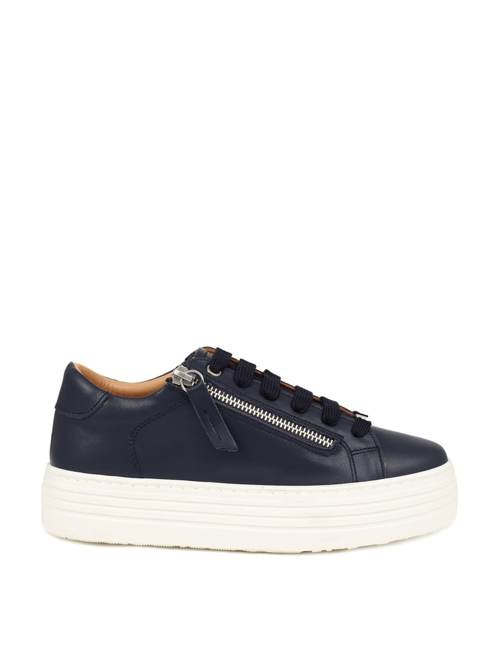 Leather Lace Up Flatform Trainers 2 of 7