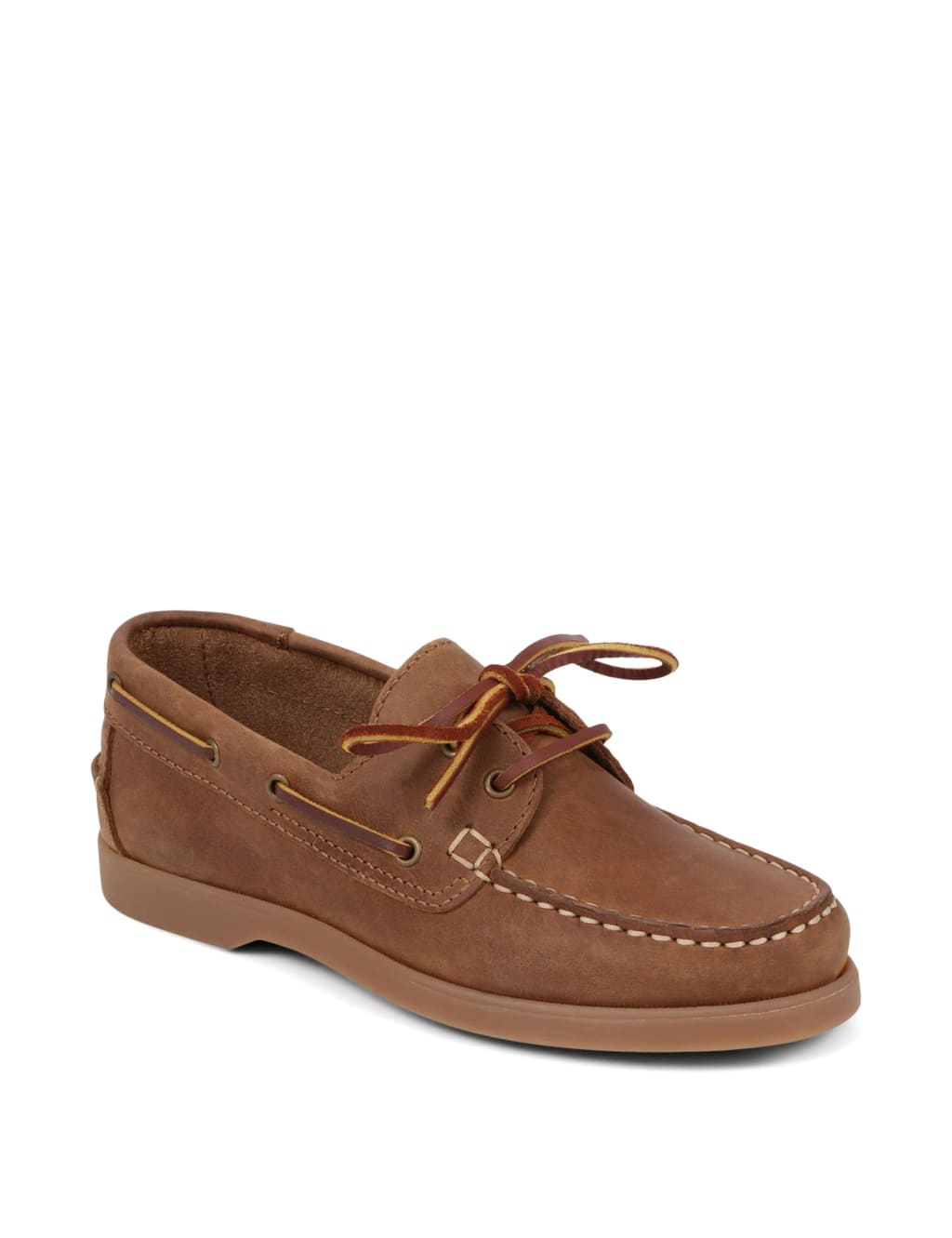 Leather Lace Up Flat Boat Shoes 4 of 7