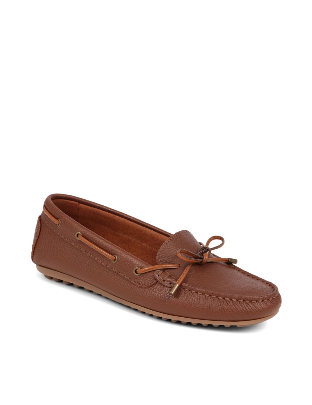 Leather Bow Slip On Flat Boat Shoes Jones Bootmaker M S