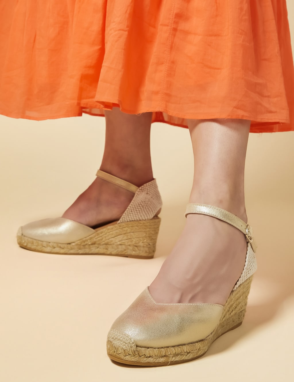 Leather Ankle Strap Wedge Espadrilles 1 of 7