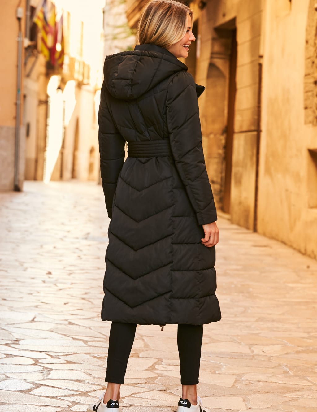 Padded Hooded Longline Puffer Coat SOSANDAR M S