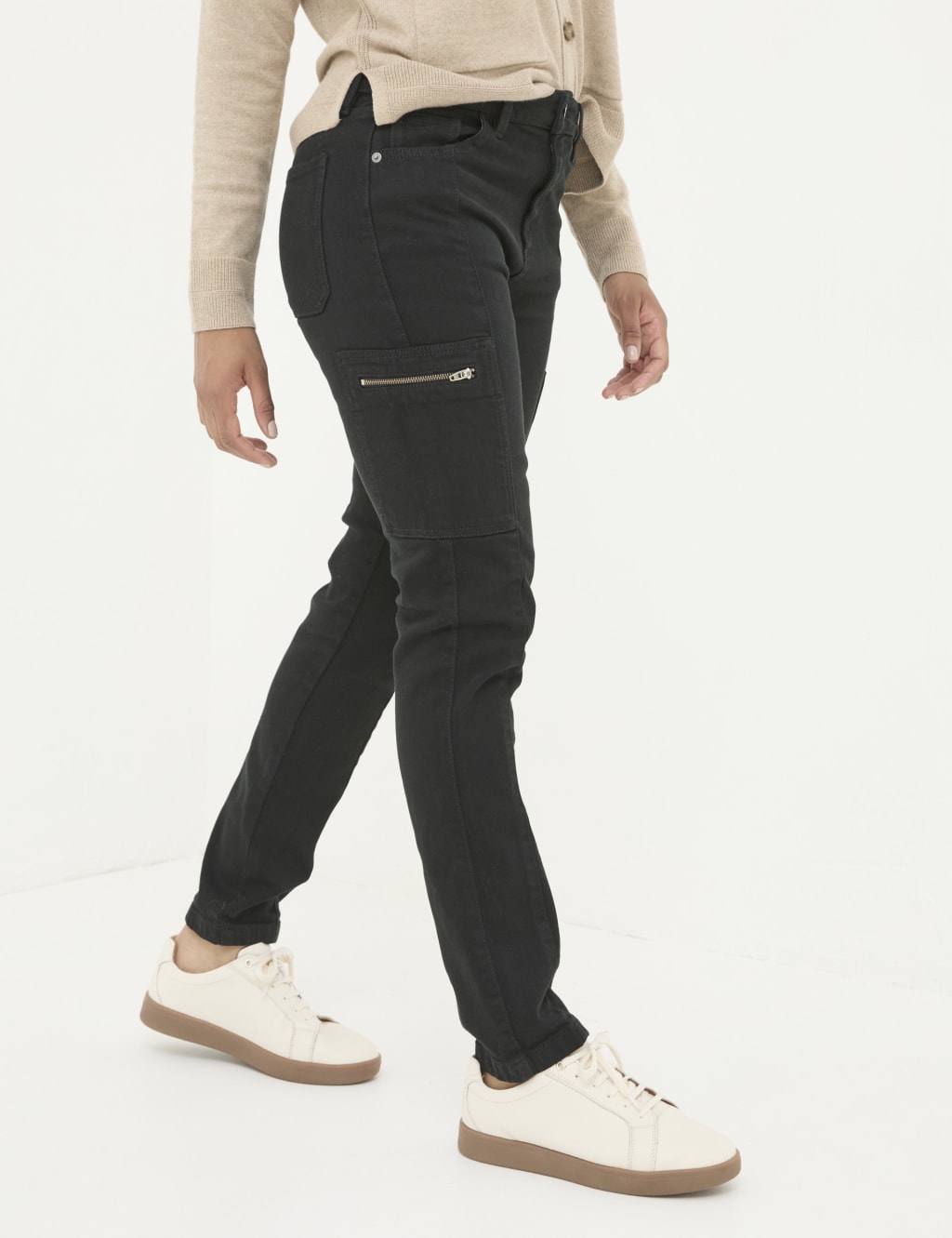 Pure Cotton Mid Rise Skinny Cargo Jeans 3 of 5