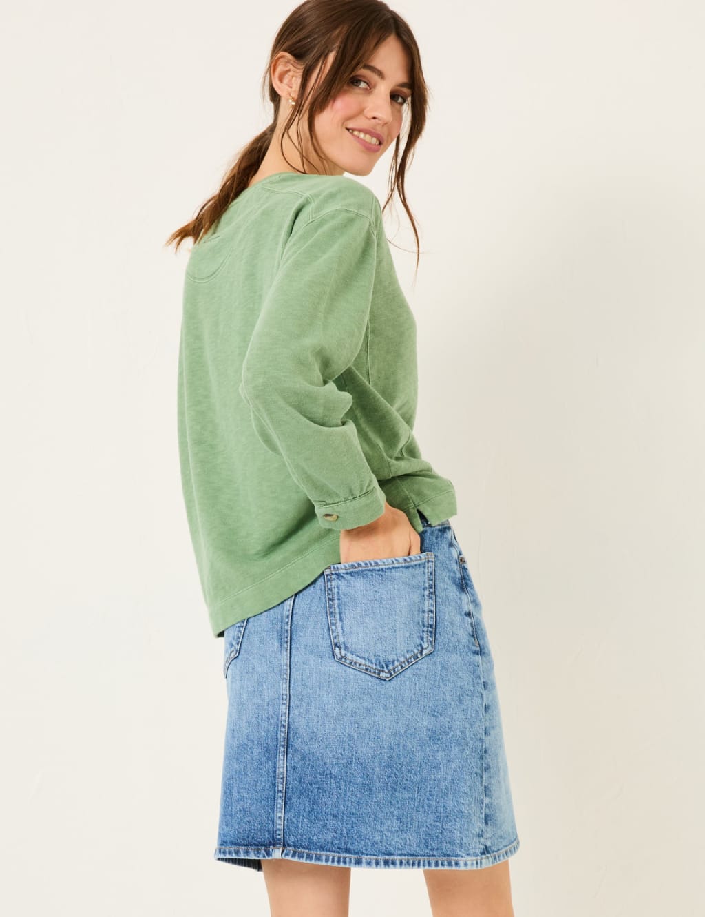 Denim Mini A-Line Skirt 3 of 5
