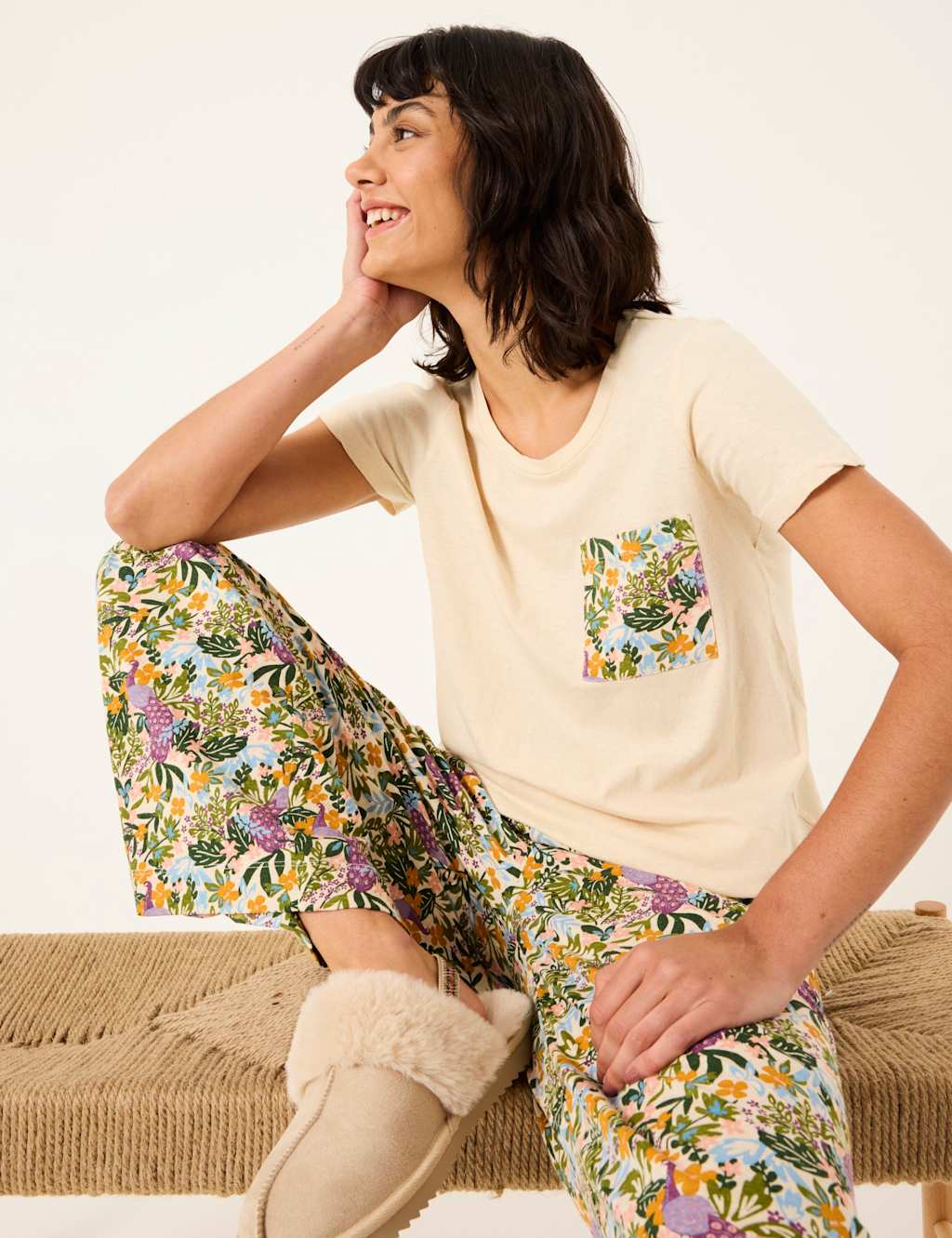 Cotton Linen Peacock Pocket Pyjama Top 5 of 5