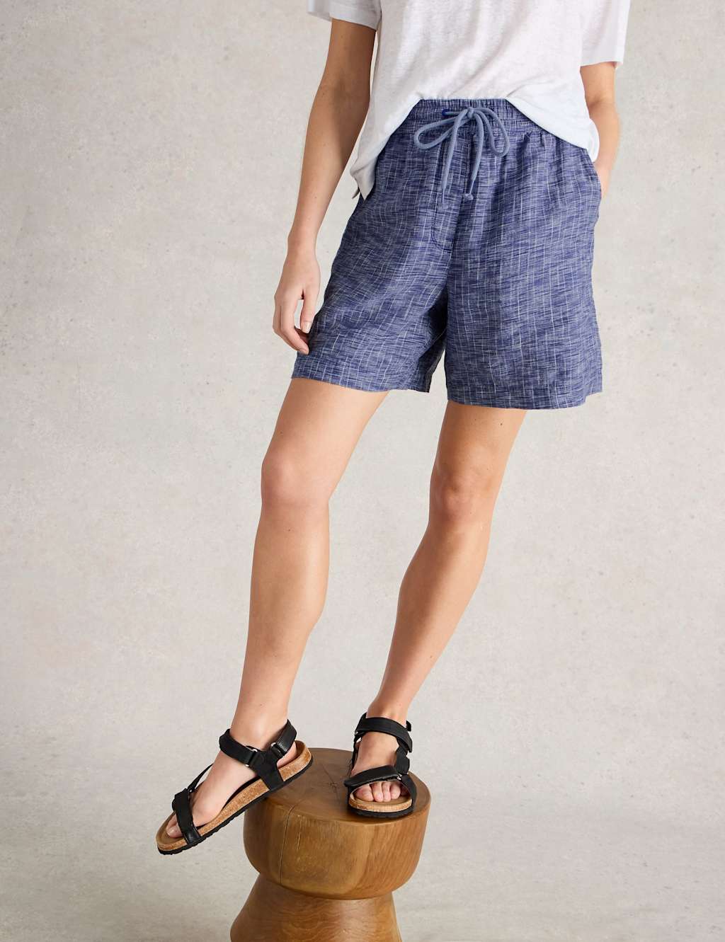 Pure Linen Tweed Print Shorts 3 of 6