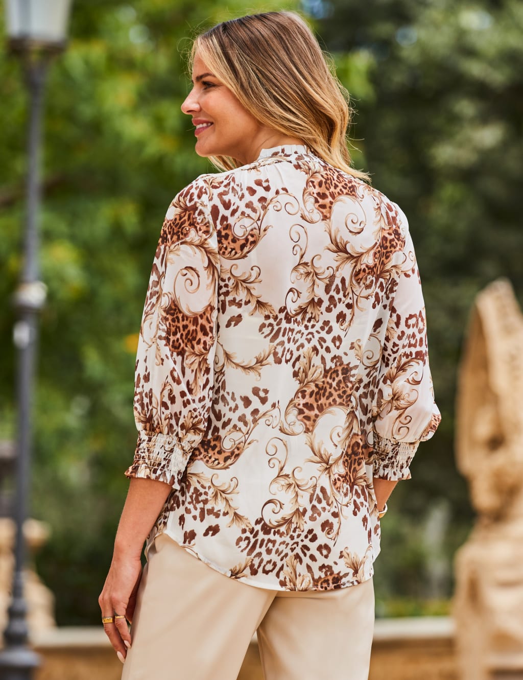 Animal Print Shirred Shirt 5 of 6