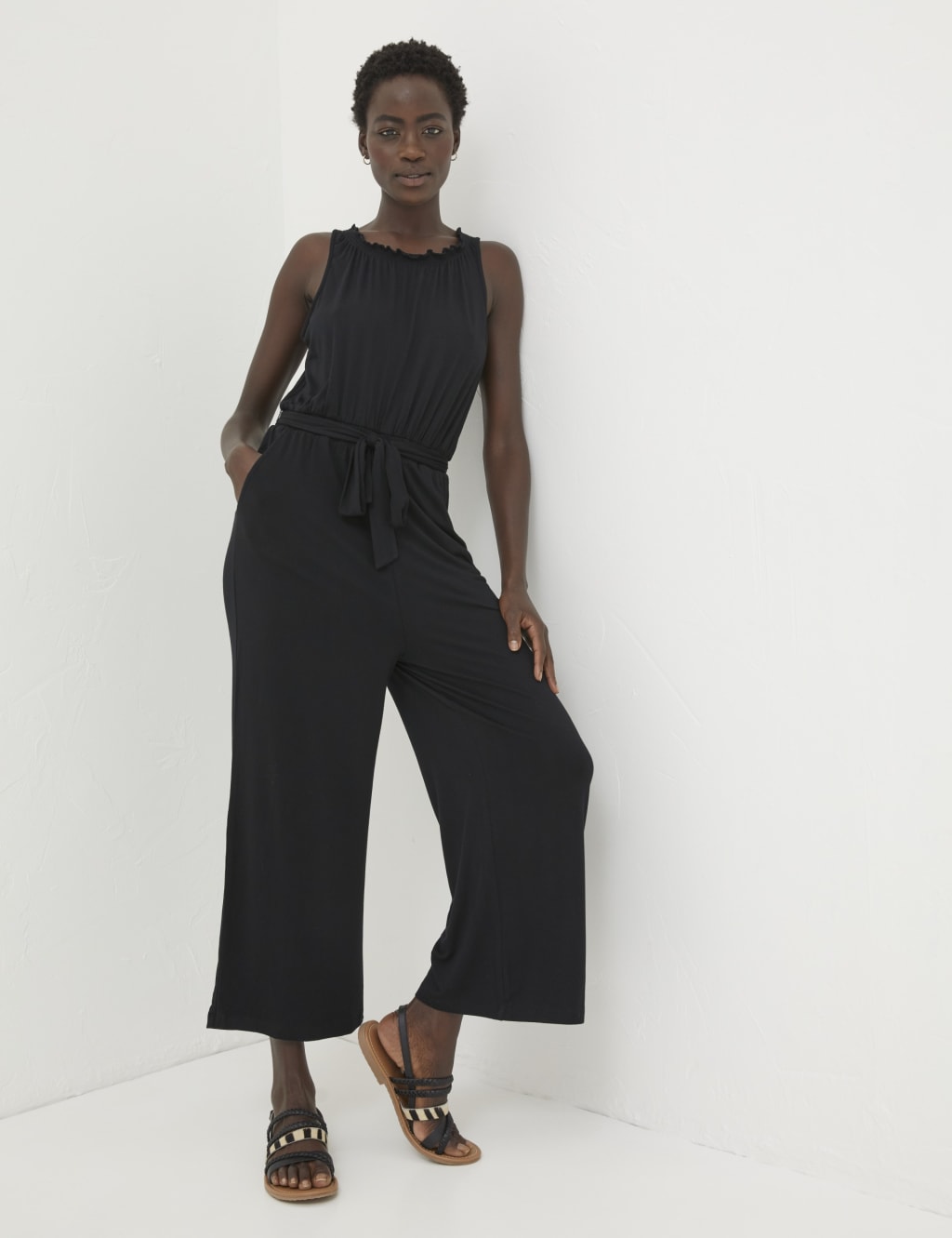 Cropped jersey jumpsuit discount
