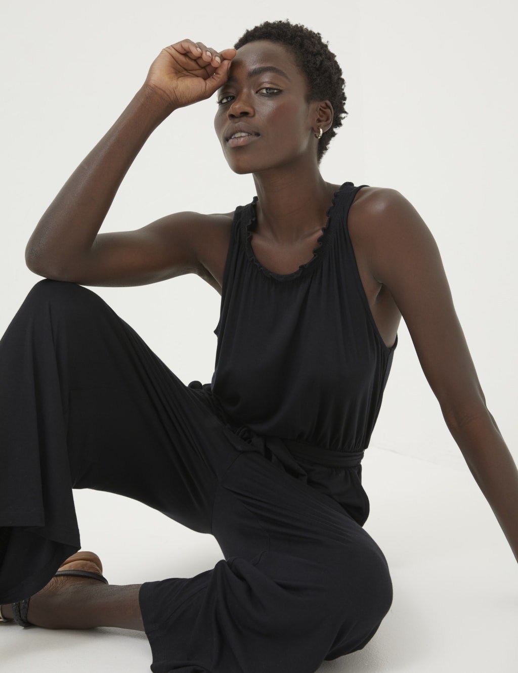 Jersey Sleeveless Cropped Wide Leg Jumpsuit FatFace M S