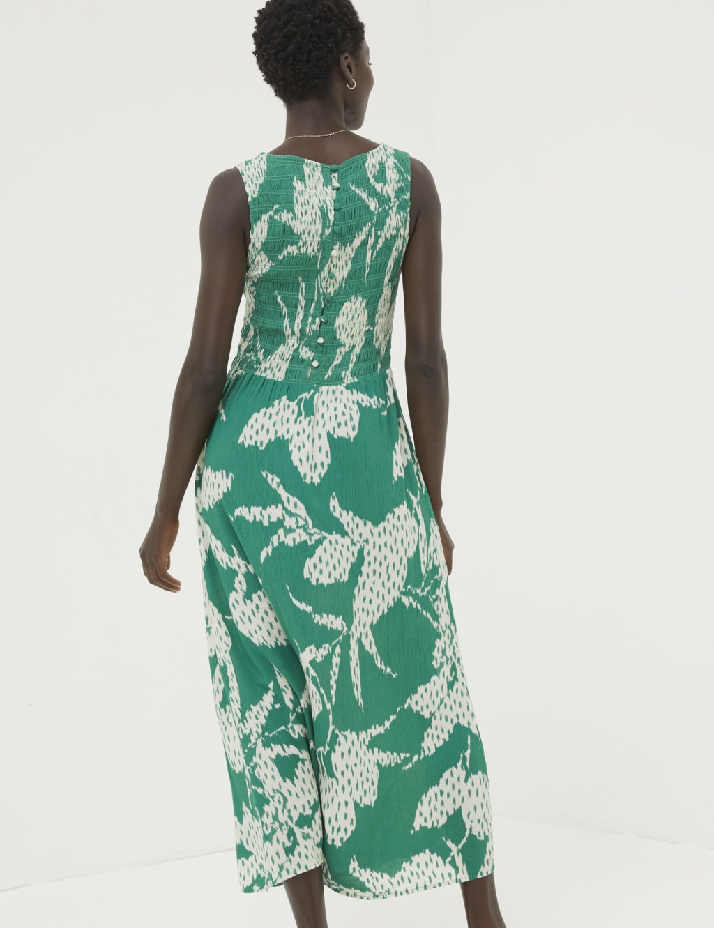 Textured V-Neck Midi Waisted Dress 3 of 4