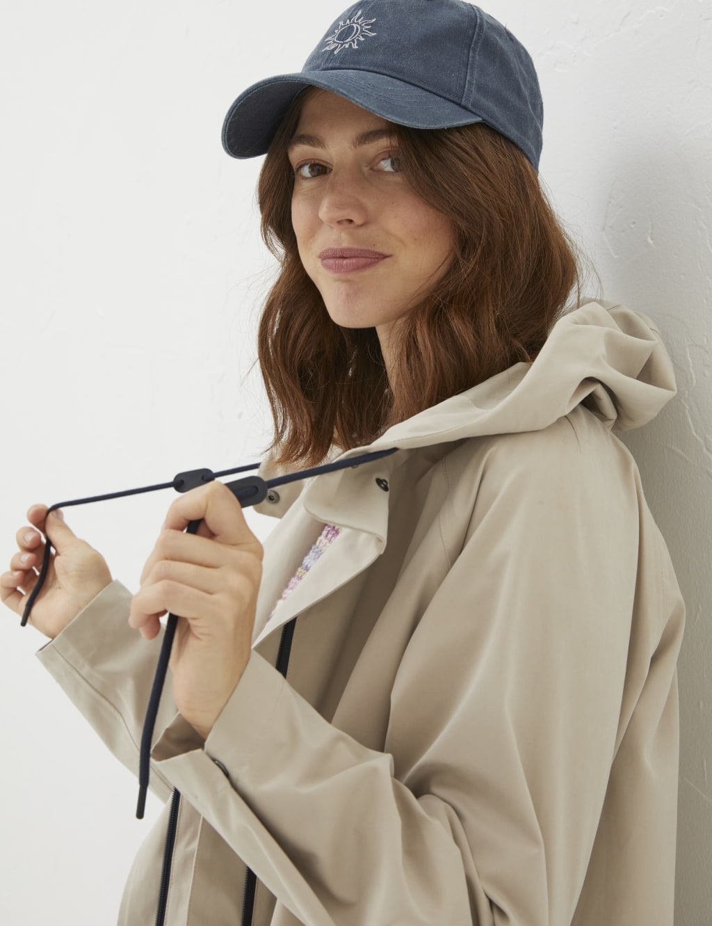 Waterproof Hooded High Neck Longline Raincoat FatFace M S