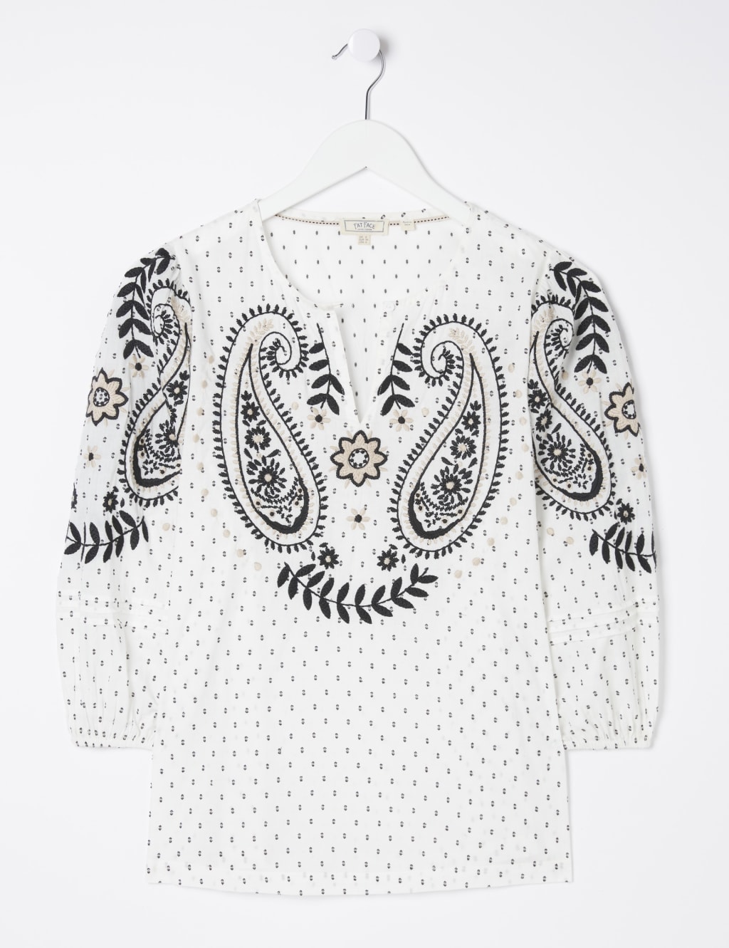 Pure Cotton Embroidered V-Neck Blouse 2 of 6