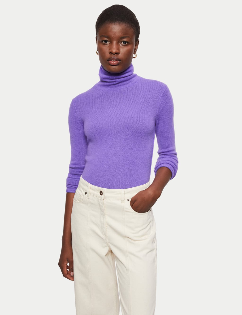 Pure Cashmere Roll Neck Fitted Jumper Jigsaw M S
