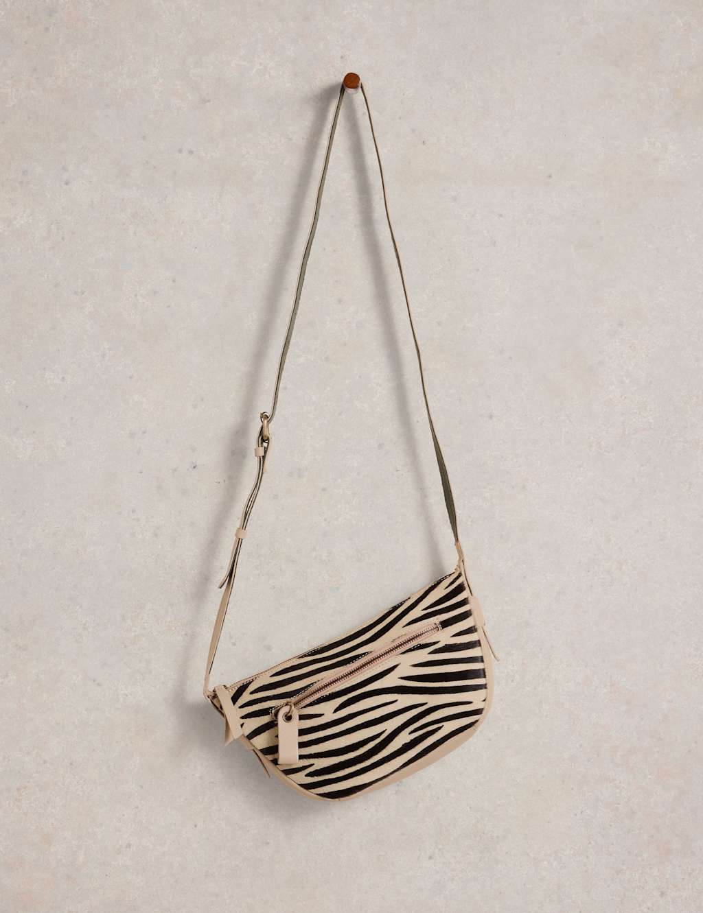 Leather Zebra Print Cross Body Bag 4 of 5
