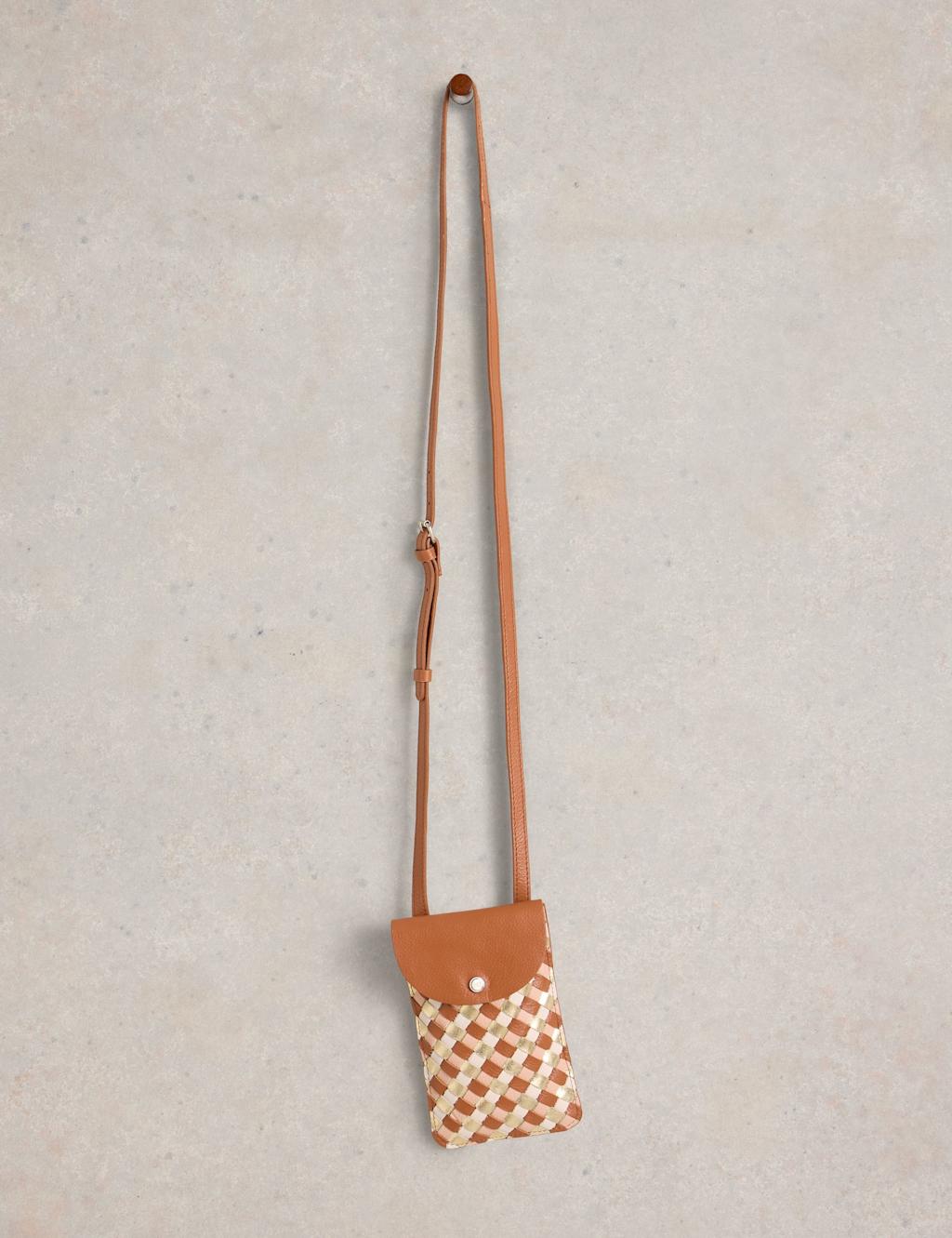 Leather Woven Cross Body Phone Bag 3 of 4