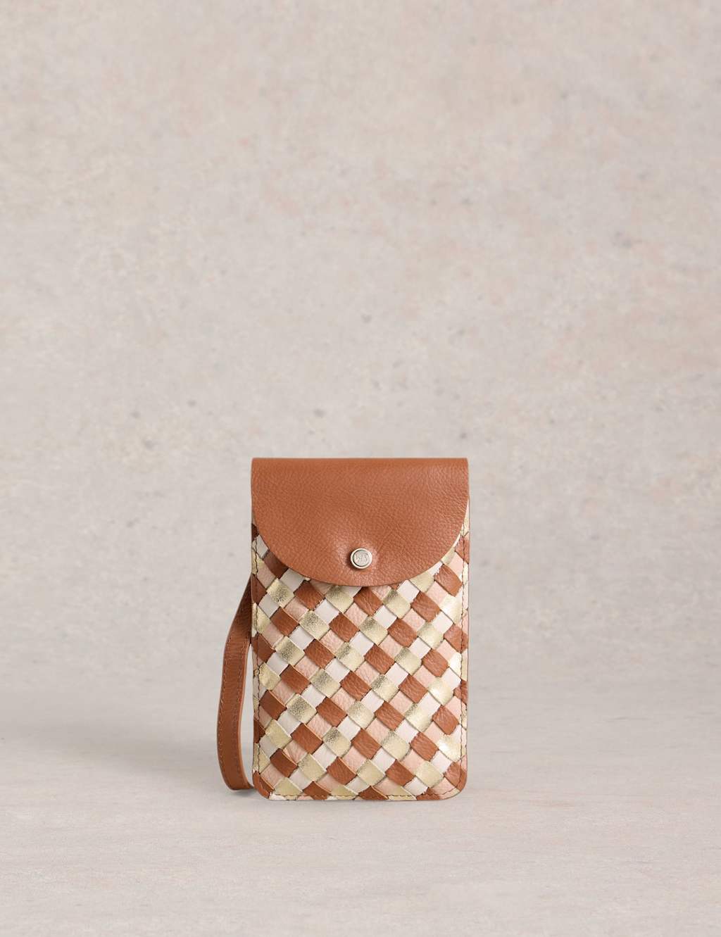 Leather Woven Cross Body Phone Bag 1 of 4