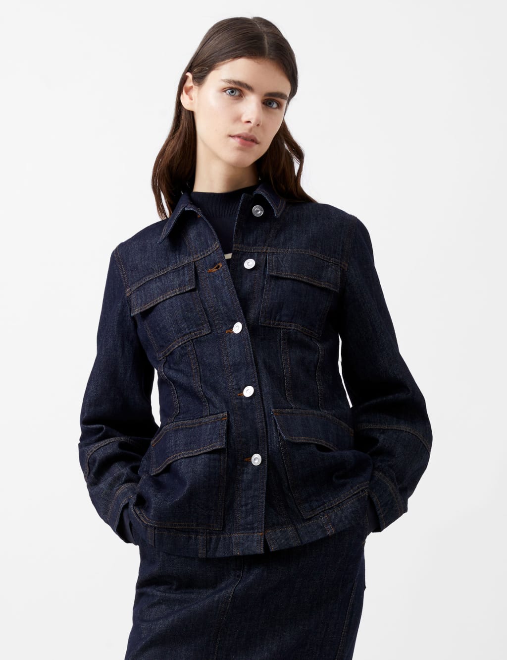 Denim Collared Jacket 1 of 4
