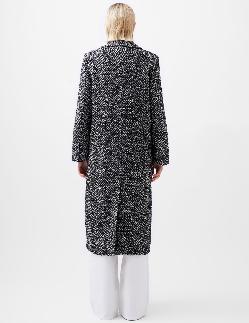 Herringbone Longline Trench Coat with Wool 3 of 4