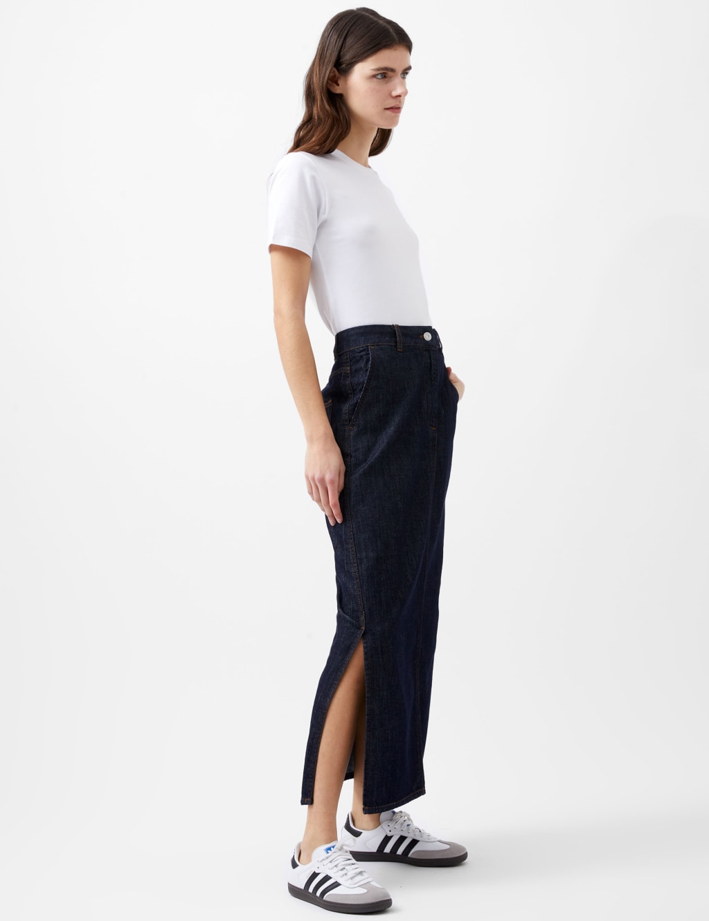 Denim Side Split Maxi Skirt 1 of 4